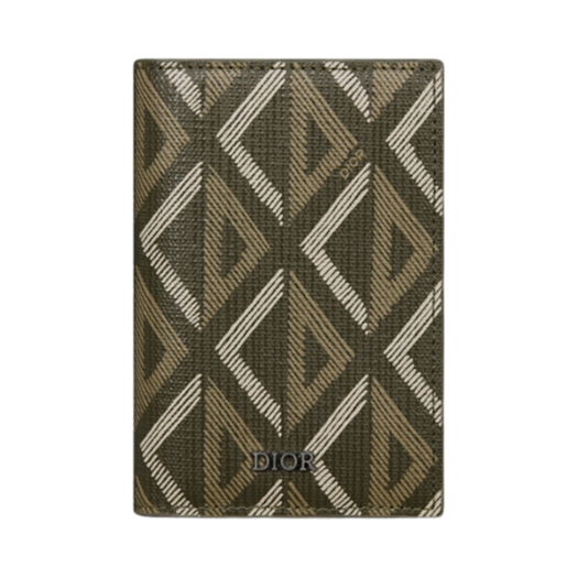 Dior Vertical Bifold Card Holder Khaki CD Diamond