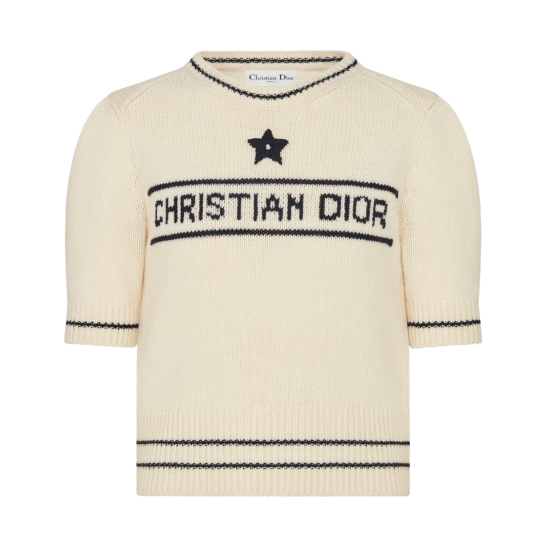 (W) 디올 크리스찬 디올 숏슬리브 스웨터 캐시미어 울 니트 에크루((W) Dior Christian Dior Short Sleeved Sweater Cashmere Wool Knit Ecru)