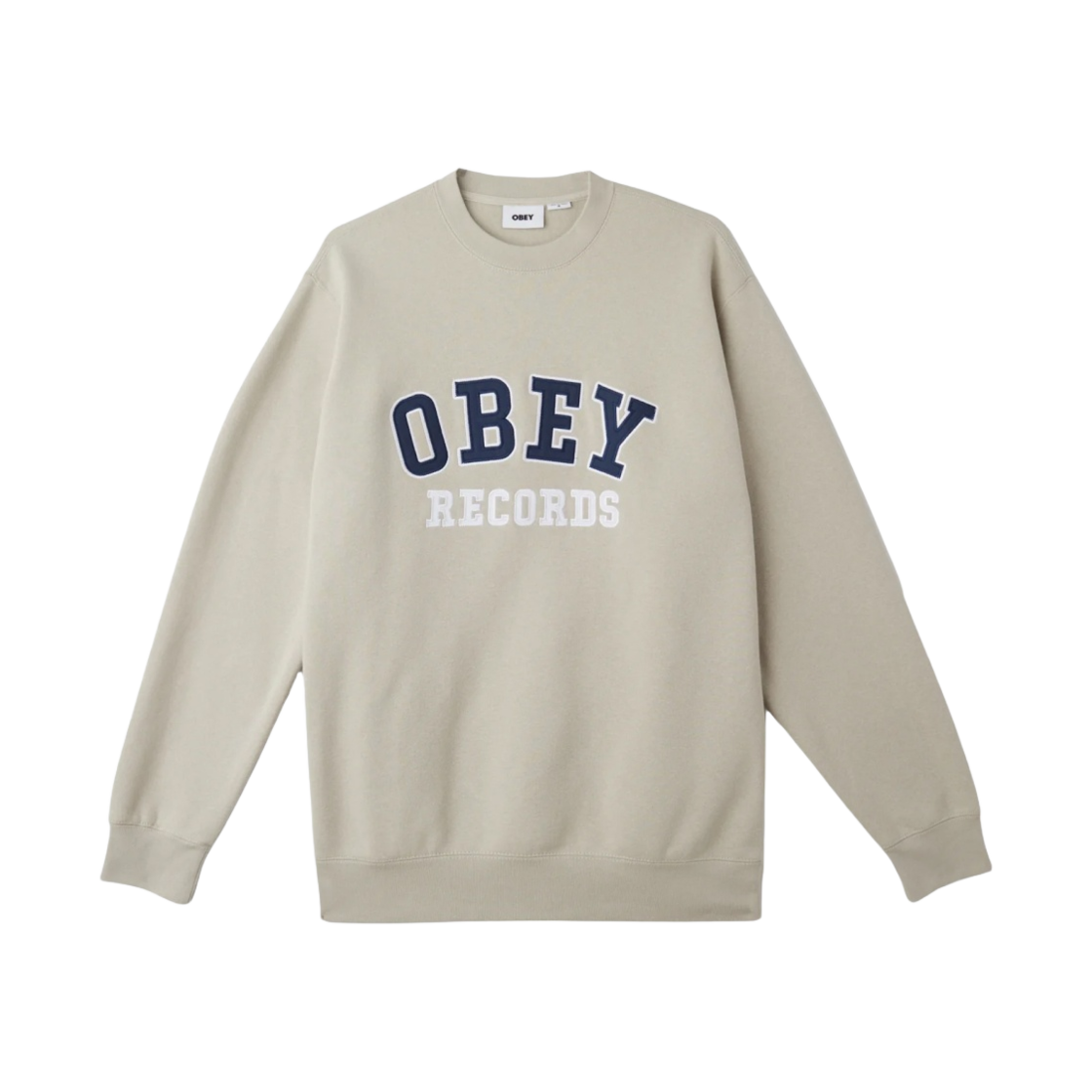 112480141 Obey Records Crew Crewneck Silver Grey