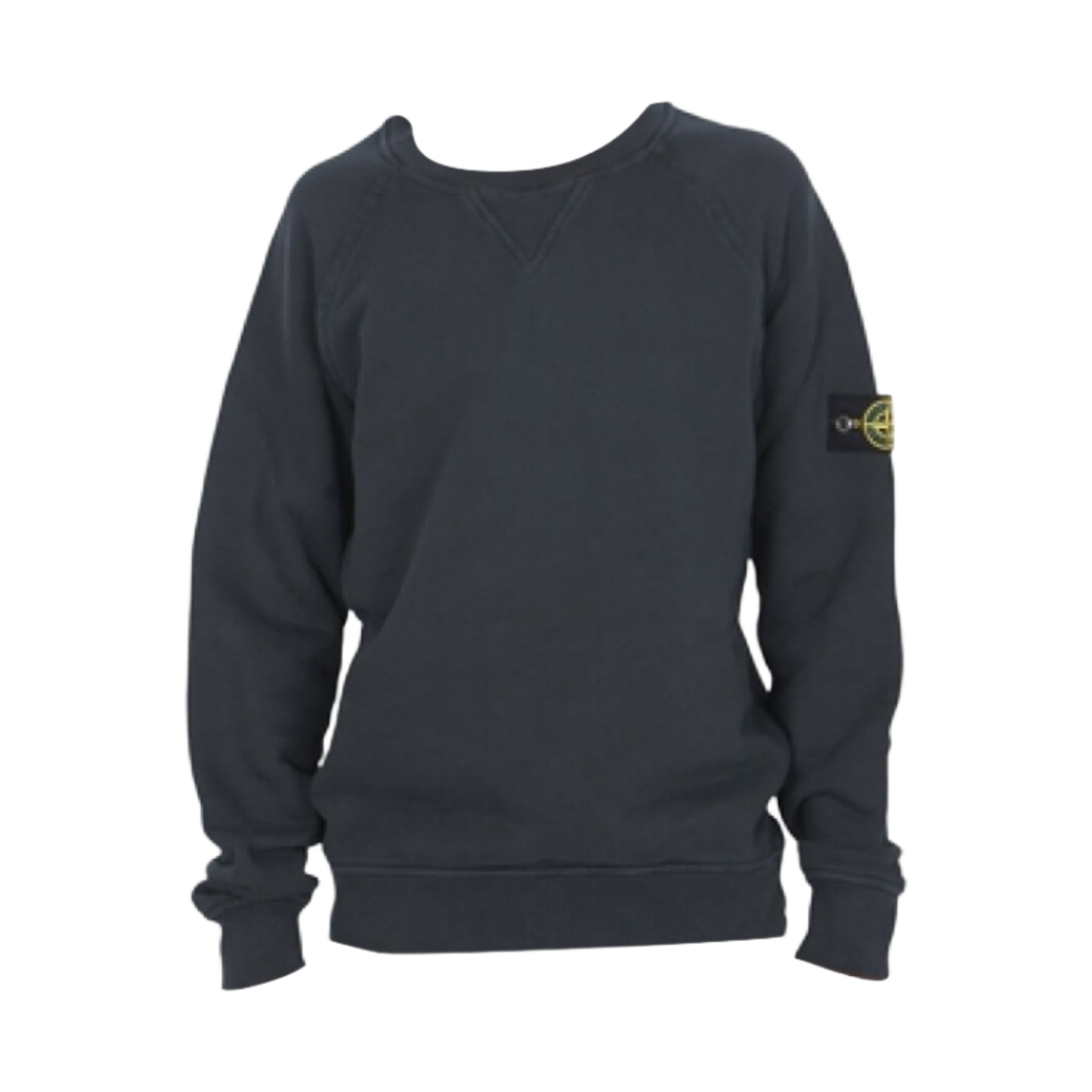 791662141-V0129 (Kids) Stone Island 62141 Garment Dyed Old Effect Diagonal Cotton Fleece Crewneck Sweatshirt Black - 23FW