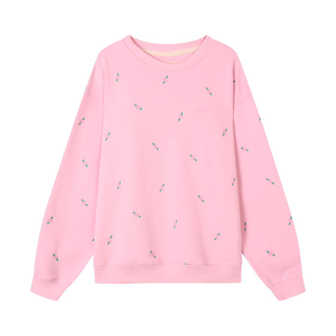 네이비 로즈 엠브로이더리 스웻셔츠 핑크(Neib Rose Embroidery Sweatshirt Pink)