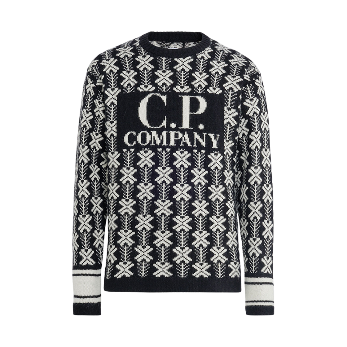 15CMKN234A006633JV02 C.P. Company Wool Jacquard Logo Knit Var.02 Black - 23FW