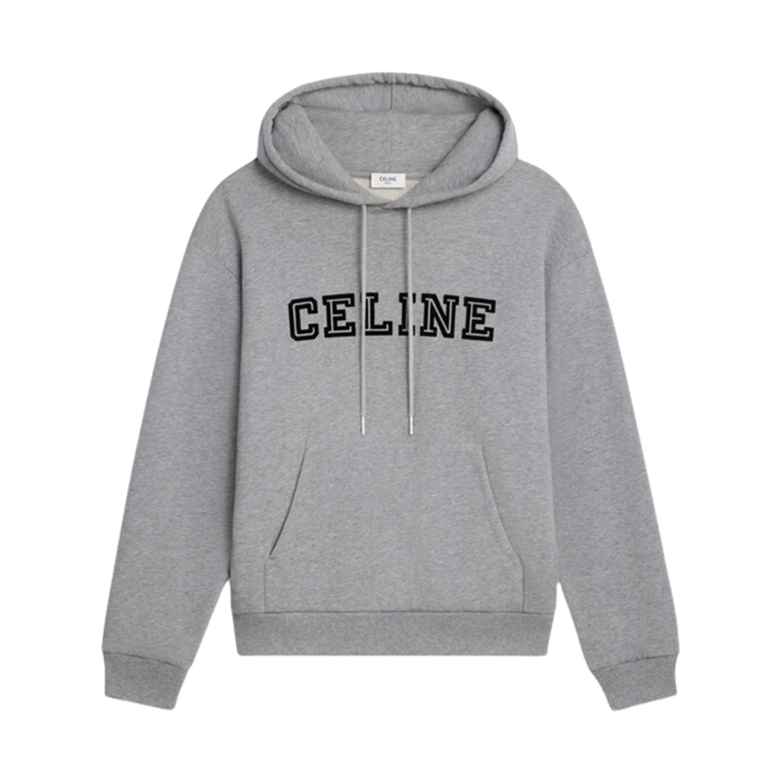 셀린느 코튼 플리스 루즈 후드 그레이 멜란지 블랙(Celine Loose Hoodie in Cotton Fleece Grey Melange Black)