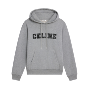 Celine Loose Hoodie in Cotton Fleece Grey Melange Black