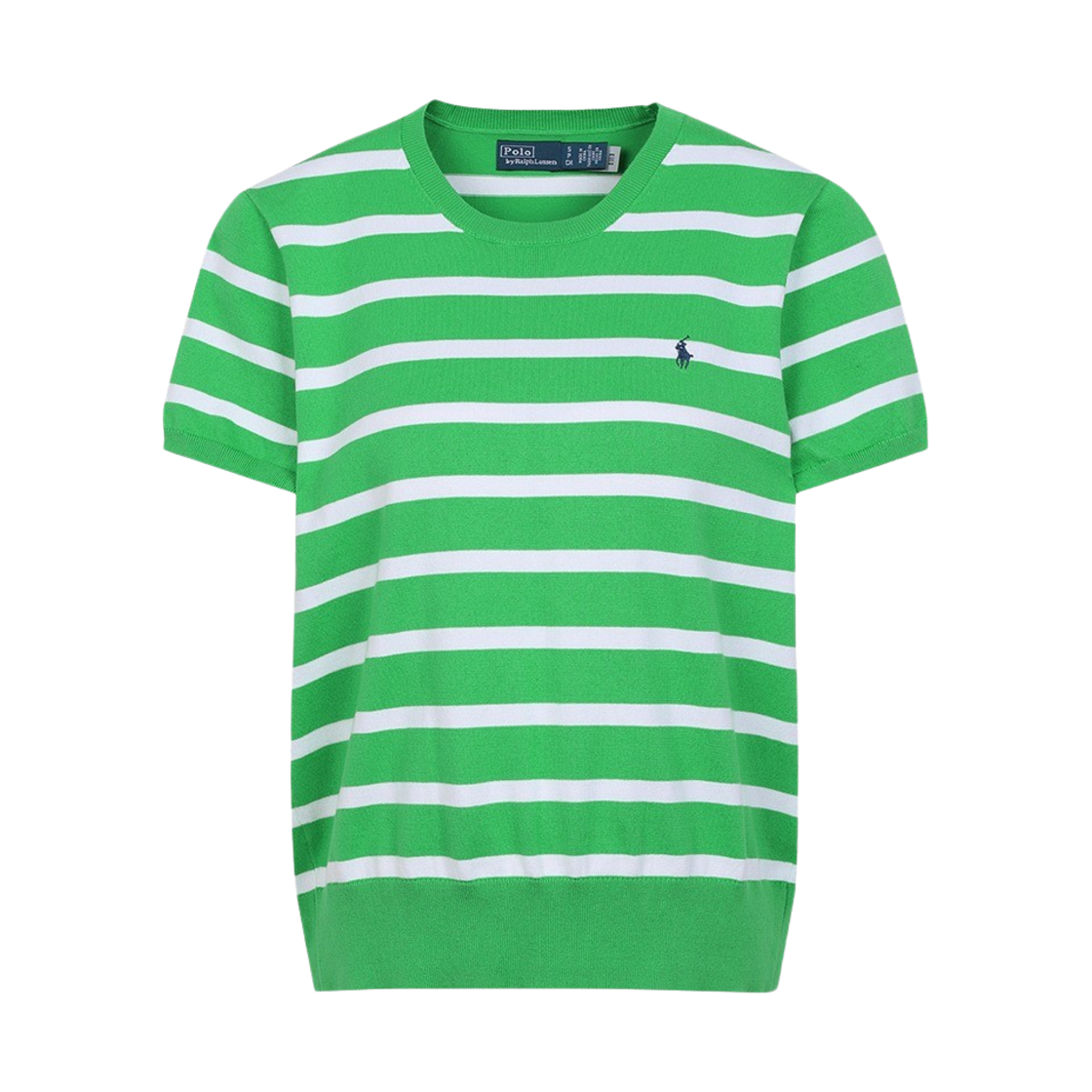 [30%적립] 폴로 랄프 로렌 우먼 스트라이프 숏슬리브 스웨터 그린