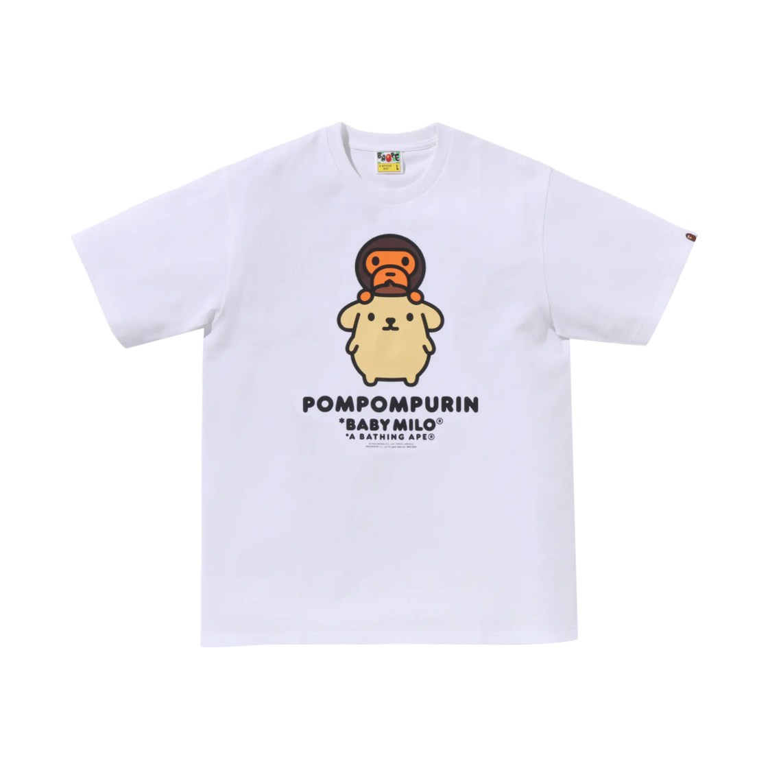 베이프 베이비 마일로 x 폼폼푸린 티셔츠 화이트(BAPE Baby Milo x Pompompurin T-Shirt White)