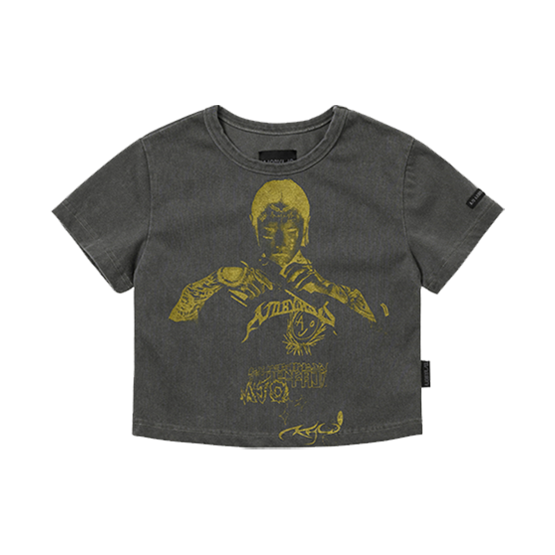 AJ252TE015CH AJOBYAJO Pseudo Knight Cropped T-Shirt Charcoal