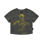 AJOBYAJO Pseudo Knight Cropped T-Shirt Charcoal