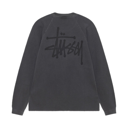1140356 Stussy Raglan Thermal LS Crew Washed Black