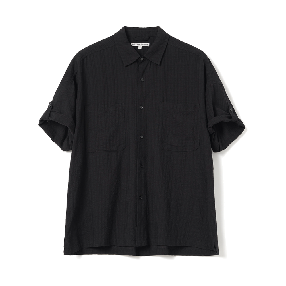밀로 아카이브 링클 체크 롤업 하프 셔츠 블랙(Millo Archive Wrinkle Check Roll Up Half Shirts Black)