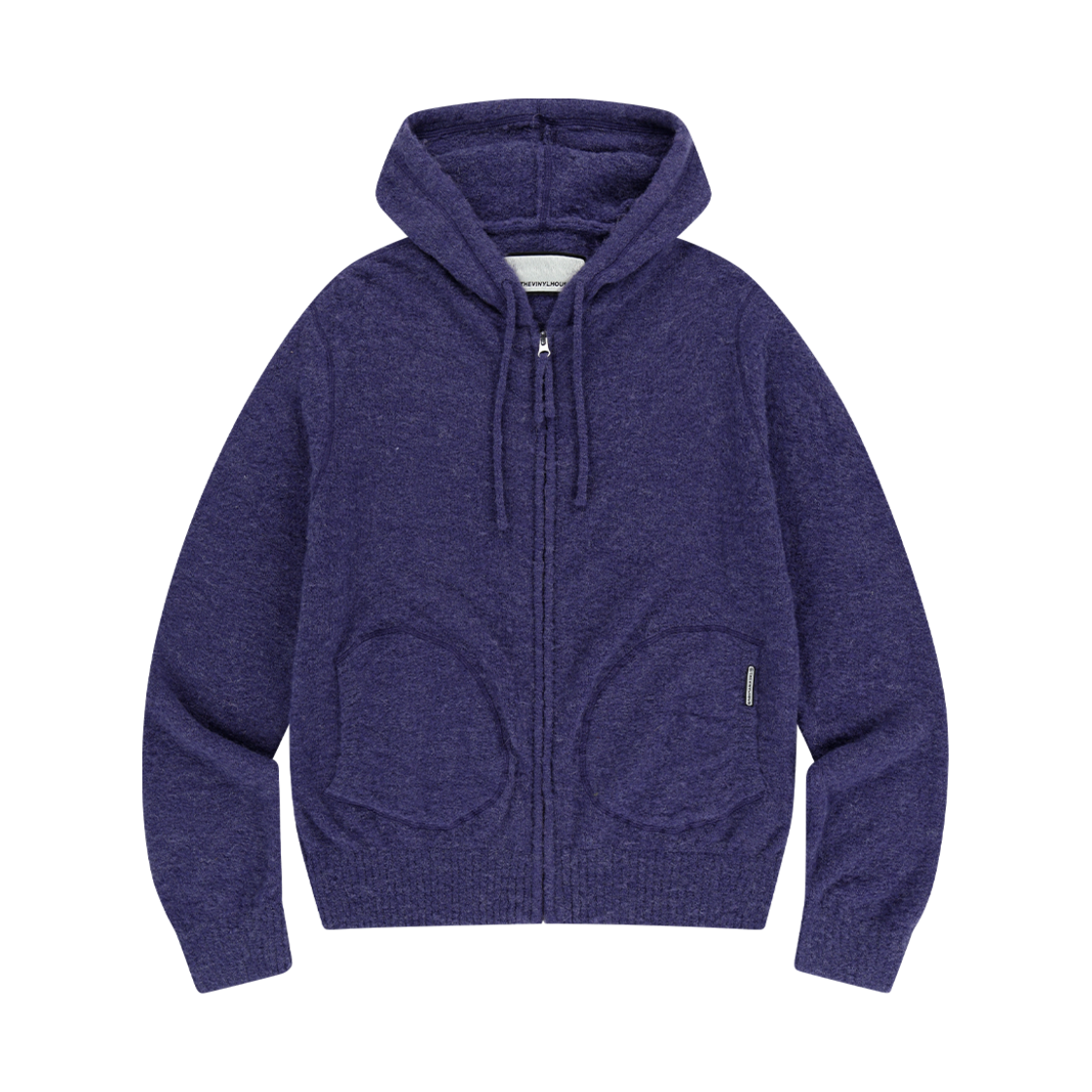 더바이닐하우스 라운드 포켓 니트 집업 퍼플