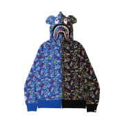 BAPE x Medicom Toy Camo Bear Shark Half Full Zip Hoodie Multi