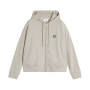 Maison Kitsune Bold Fox Head Patch Full Zip Oversize Hoodie Truffle