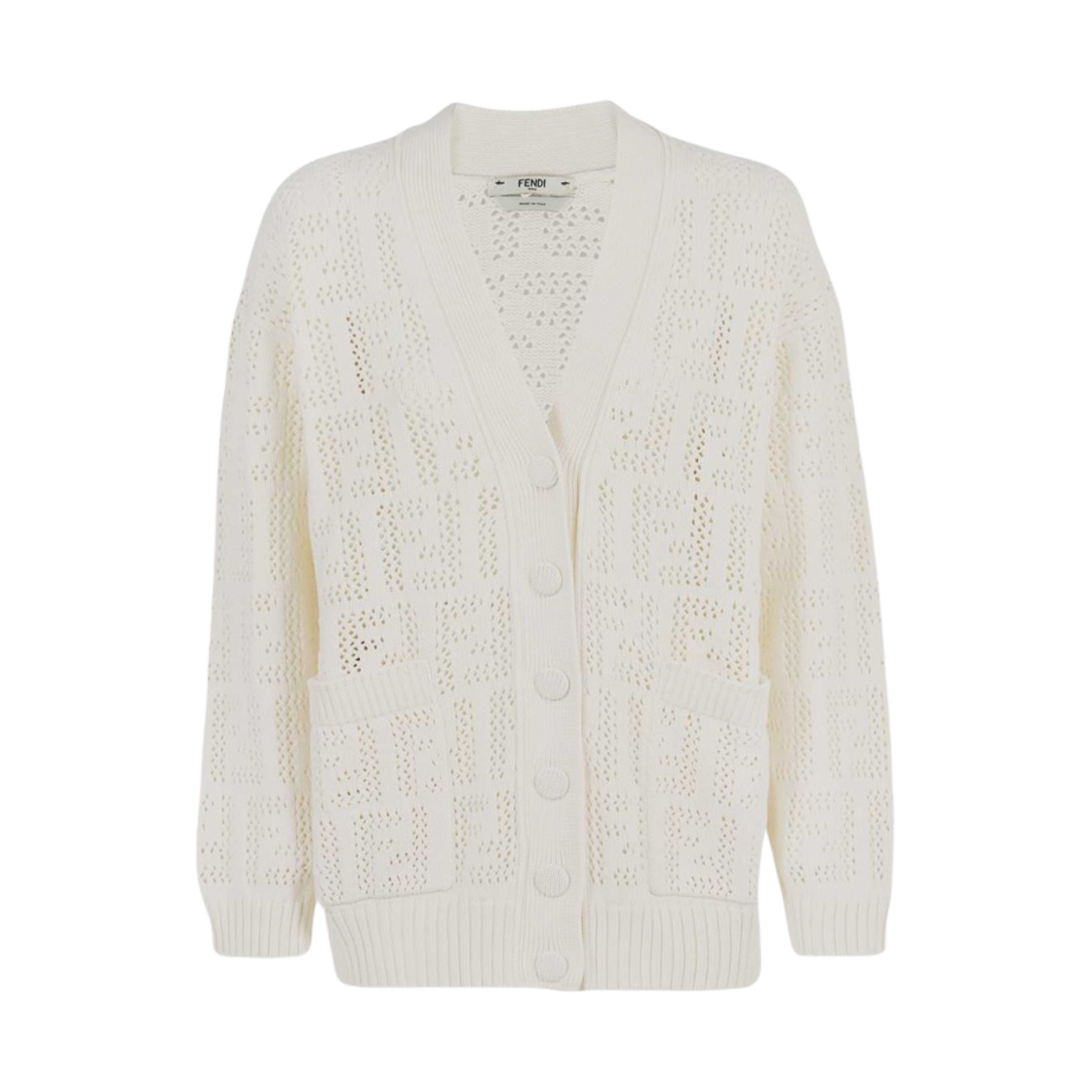 (W) 펜디 코튼 가디건 화이트((W) Fendi Cotton Cardigan White) - 1