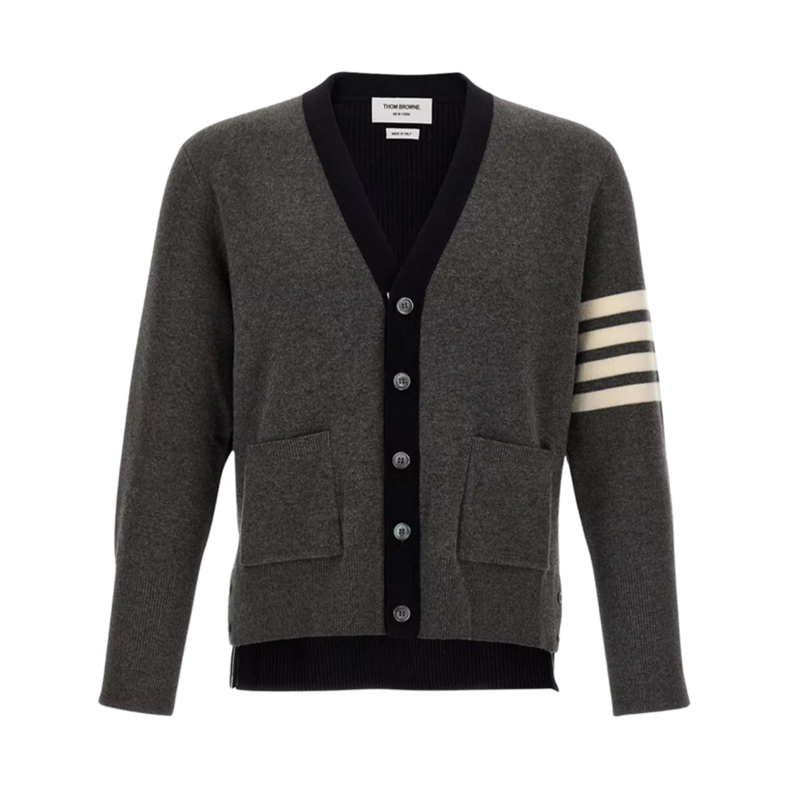 MKC548B-Y1018-035 Thom Browne 2 in 1 Half 4-Bar Cardigan Medium Grey