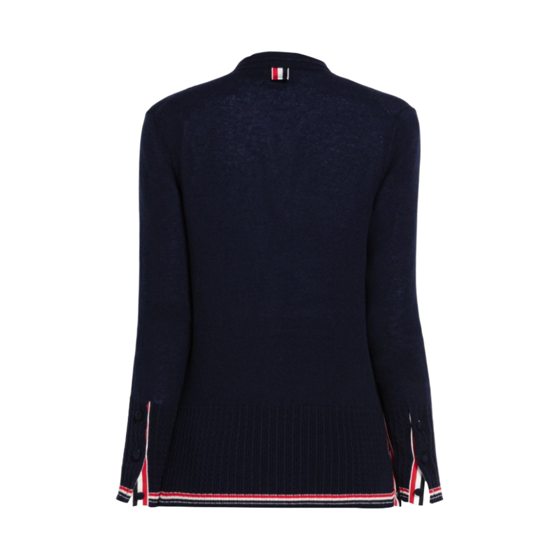 톰브라운 베이비 케이블 파인 캐시미어 팁 브이넥 가디건 블루(Thom Browne Baby Cable Fine Cashmere Tipped V-Neck Cardigan Blue) - 2