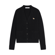 (W) Maison Kitsune Baby Fox Patch Boxy Cardigan Black