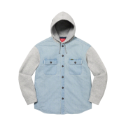 Supreme Fleece Hooded Denim Shirt Blue - 22FW