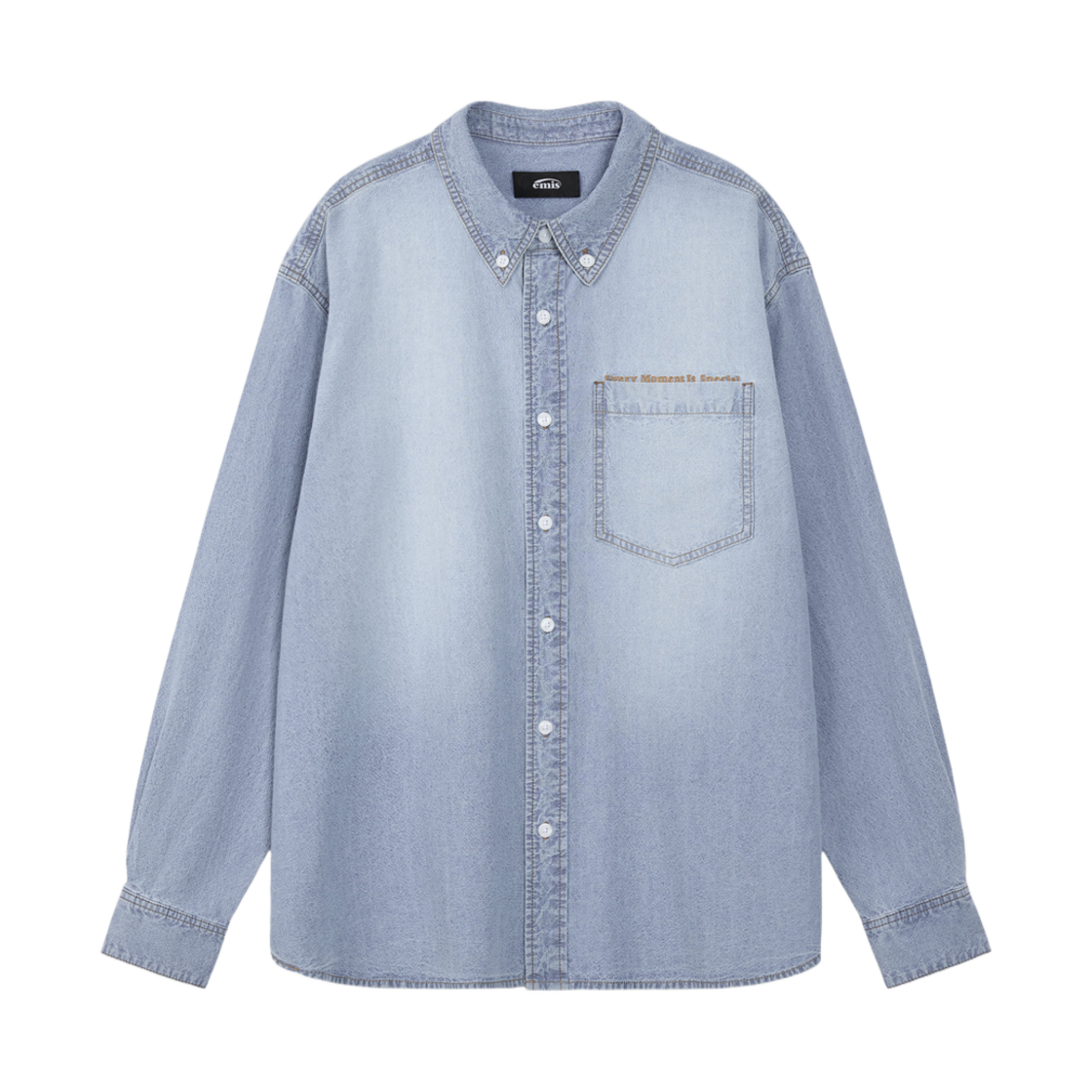 이미스 샴브레이 데님 셔츠 라이트 블루(Emis Chambray Denim Shirt Light Blue) - 1