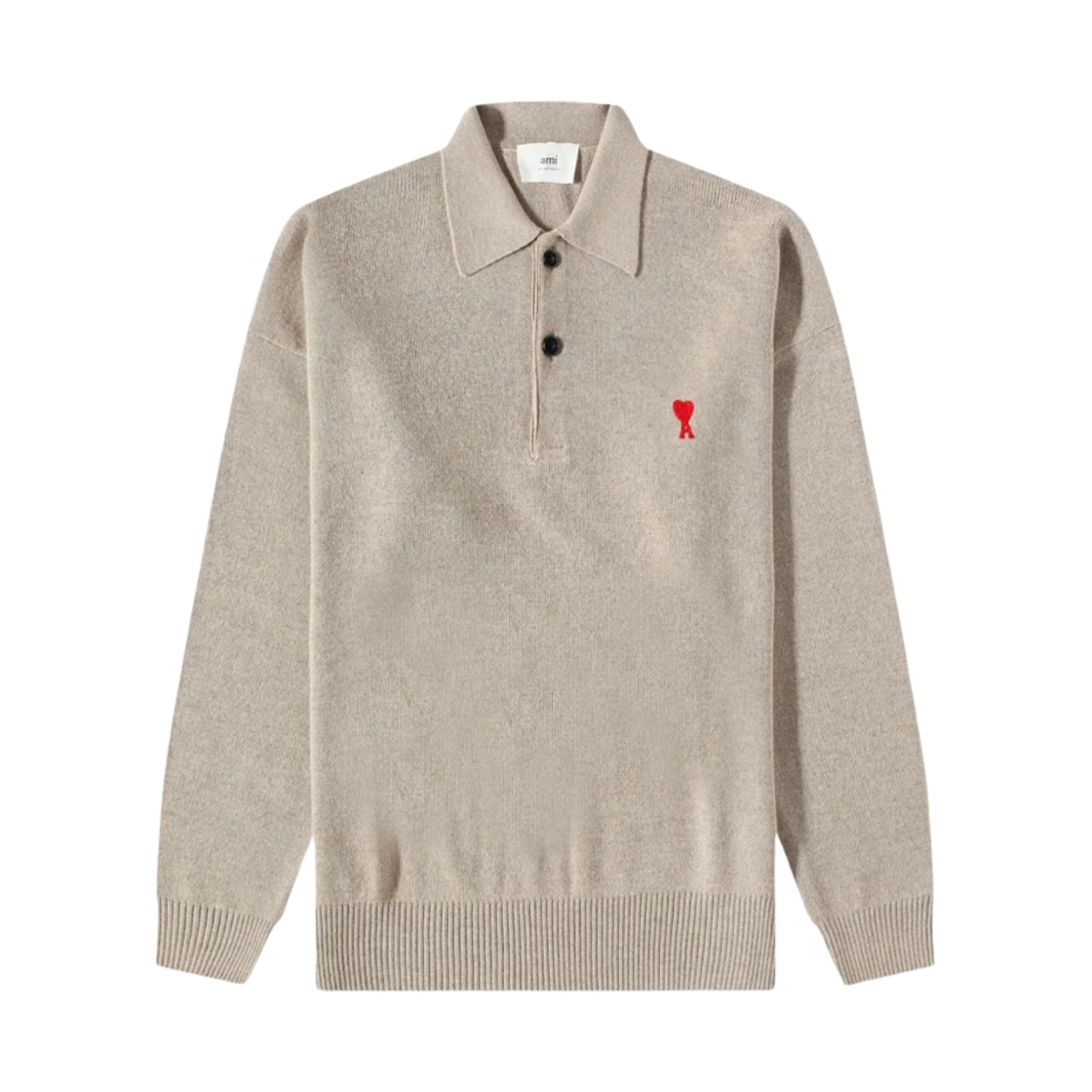 아미 스몰 하트 로고 울 폴로 베이지(AMI de Coeur Wool Polo Beige) - 1