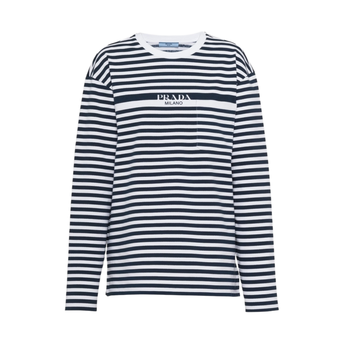 (W) 프라다 프린티드 저지 티셔츠 블루 화이트((W) Prada Printed Jersey T-Shirt Blue White) - 1