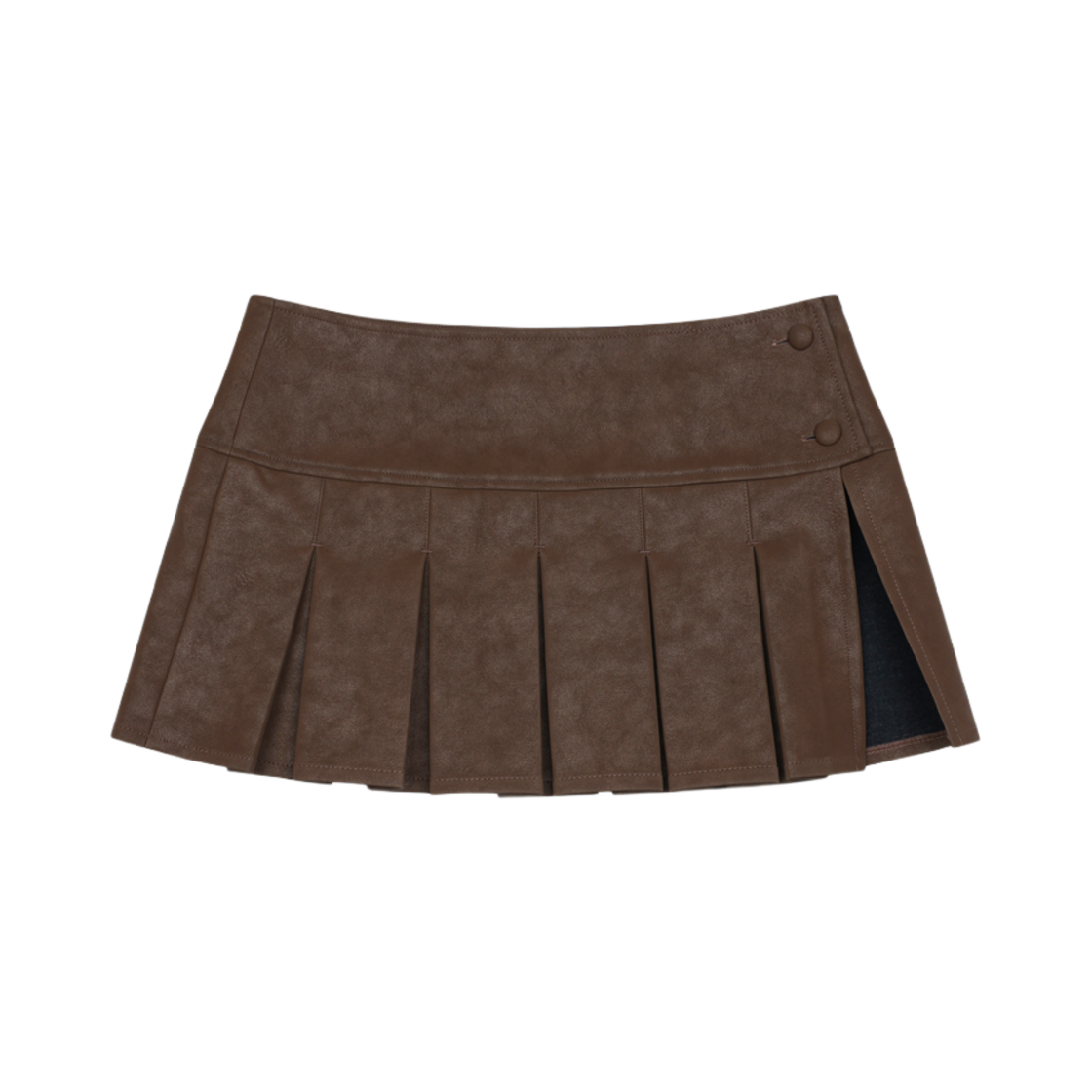 쓰리투에이티 미니 플리츠 스커트 벨트 브라운