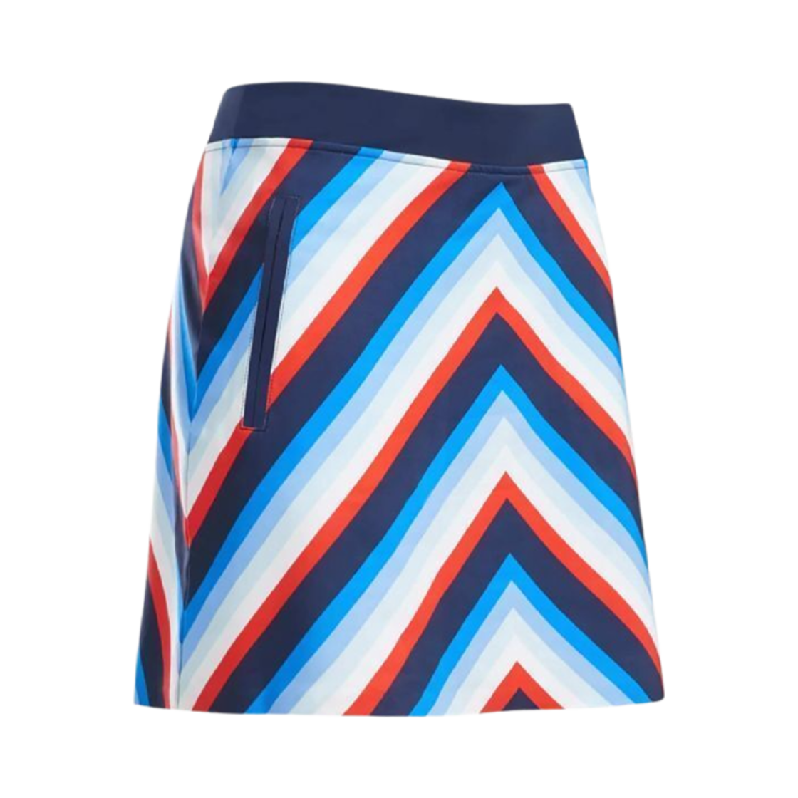 (W) 지포어 쉐브론 스트라이프 골프 스커트 네이비 레드((W) G/Fore Chevron Striped Golf Skirt Navy Red)