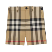 (Kids) Burberry Check Stretch Cotton Tailored Shorts Archive Beige