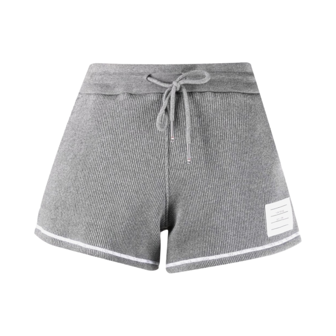 FJQ064A-08000-035 (W) Thom Browne Mesh Back Cotton Rib Contrast Cover Stitch Shorts Medium Grey