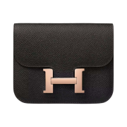 Hermes Constance Slim Wallet Epsom & Rose Gold Noir