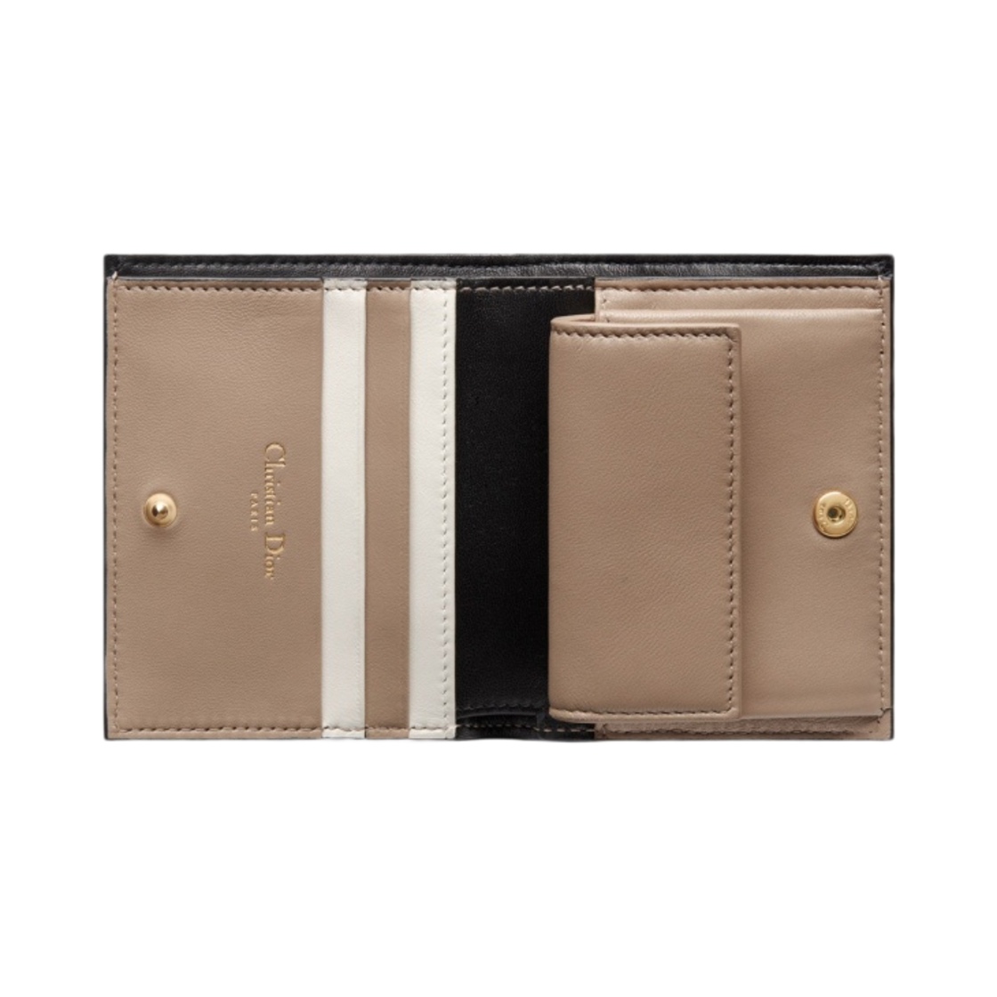 디올 카로 미니 지갑 까나쥬 카프스킨 블랙 헤이즐넛 라떼(Dior Caro Mini Wallet Cannage Calfskin Black Hazelnut Latte) - 3
