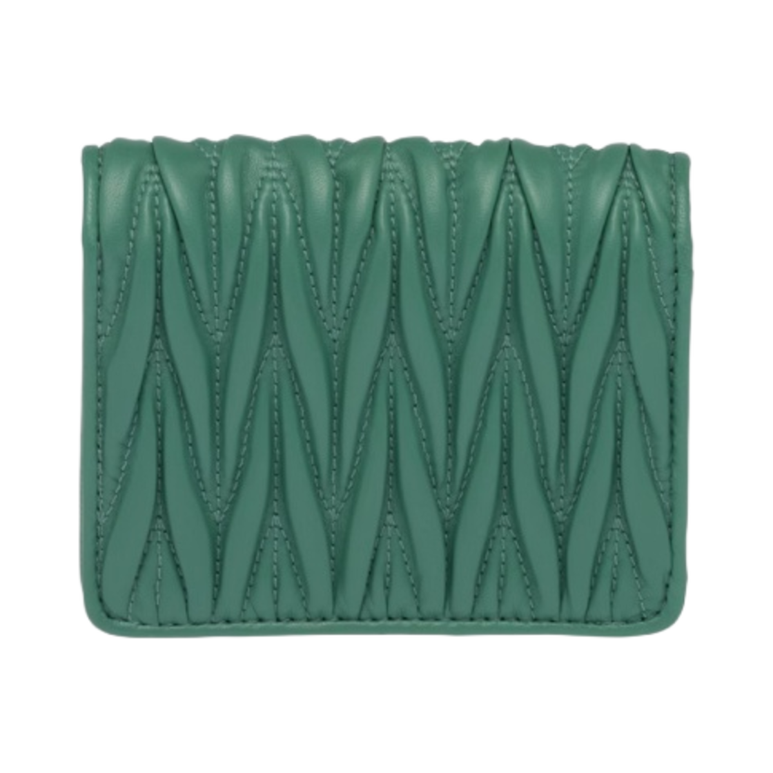 미우 미우 마테라쎄 나파 가죽 반지갑 세이지 그린(Miu Miu Matelasse Nappa Leather Wallet Sage Green) - 2