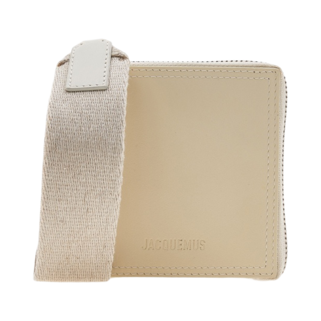 226SL013-3088-120 Jacquemus Le Carre Rond Lanyard Square Wallet Ivory
