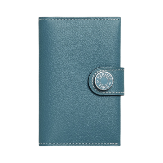 Hermes R.M.S Card Holder Evercolor & Palladium Bleu Jean