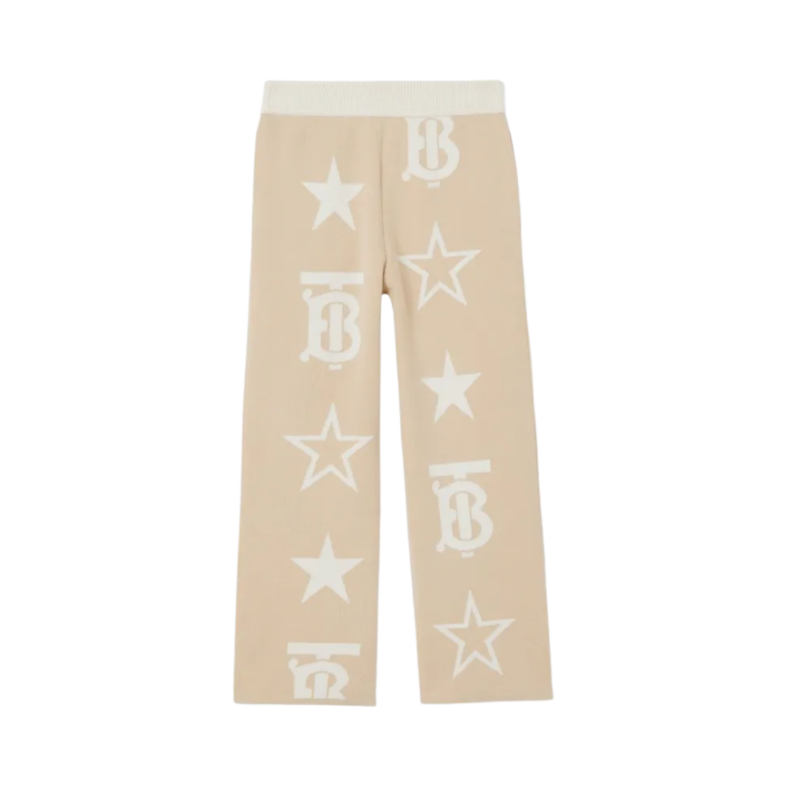 (키즈) 버버리 TB 스타 프린트 코튼 블렌드 자카드 트라우저 아몬드 베이지((Kids) Burberry TB Star Print Cotton Blend Jacquard Trousers Almond Beige)
