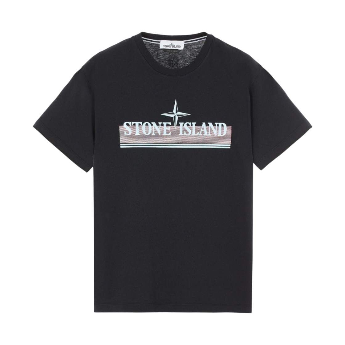 76152NS92-V0029 Stone Island 2NS92 30/1 Cotton Jersey Tricromia One Print Garment Dyed T-Shirt Black - 22SS
