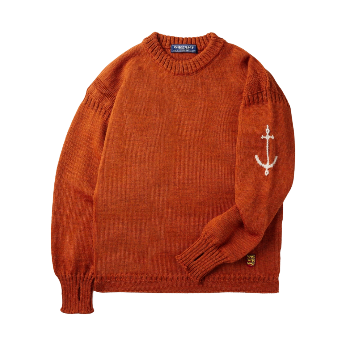 - Guernsey Woollens Crewneck Wholegarment Sweater Burnt Orange