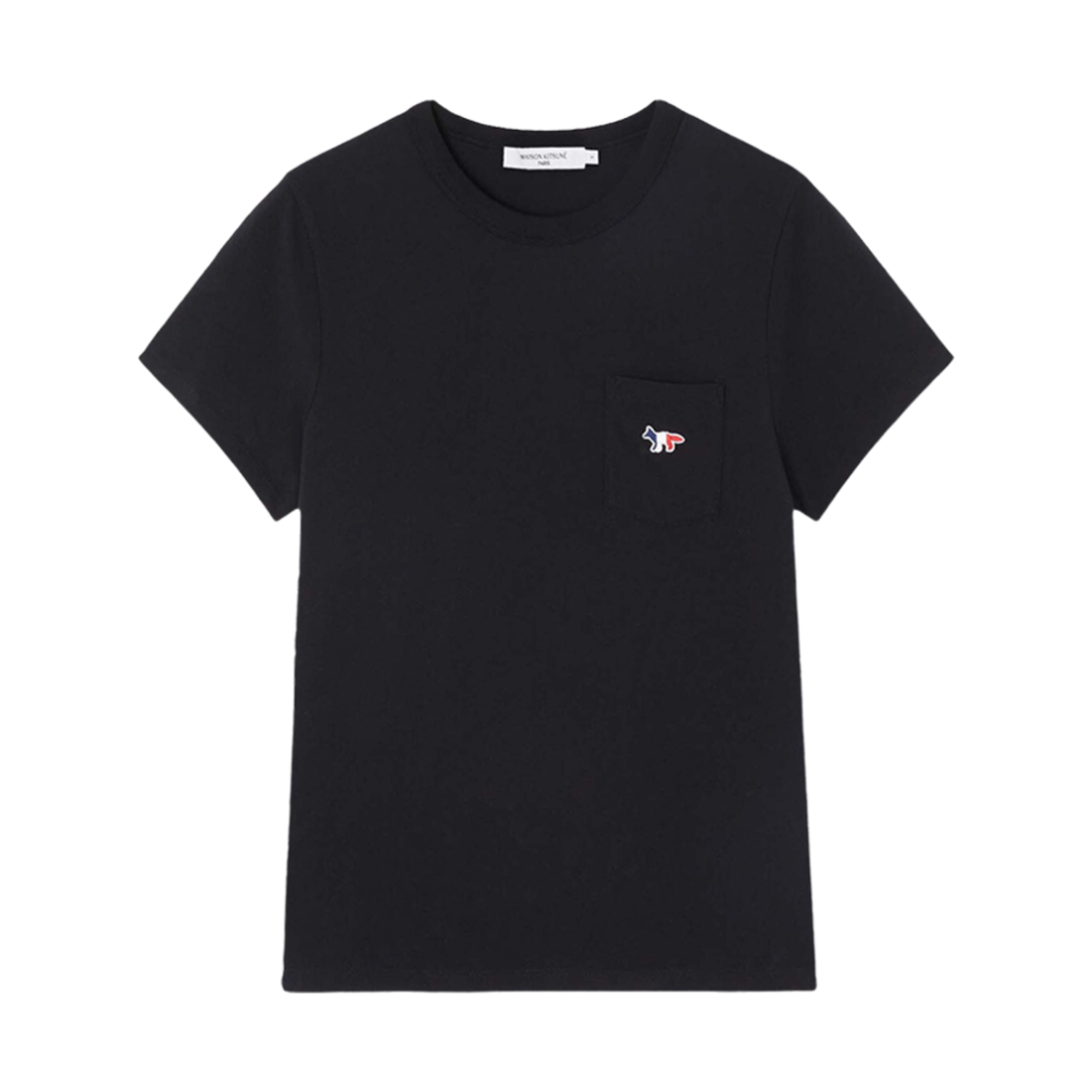 FW00107KJ0010-BK (W) Maison Kitsune Tricolor Fox Patch Classic Pocket T-Shirt Black - 대표 이미지 #1