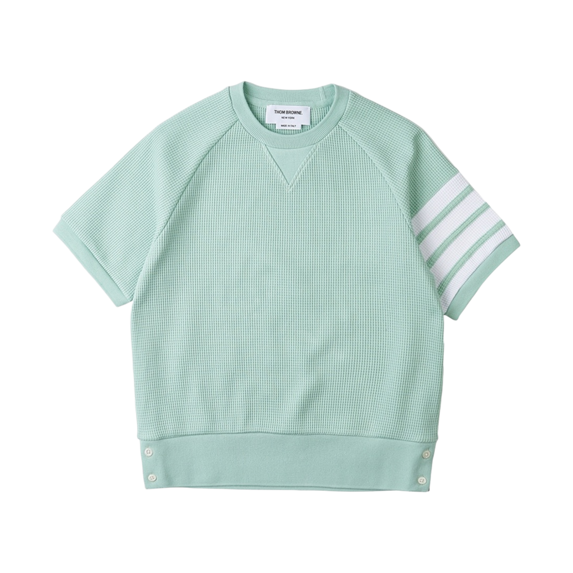 FJT253A-06452-330 (W) Thom Browne Waffle 4-Bar Raglan Sweatshirt T-Shirt Light Green