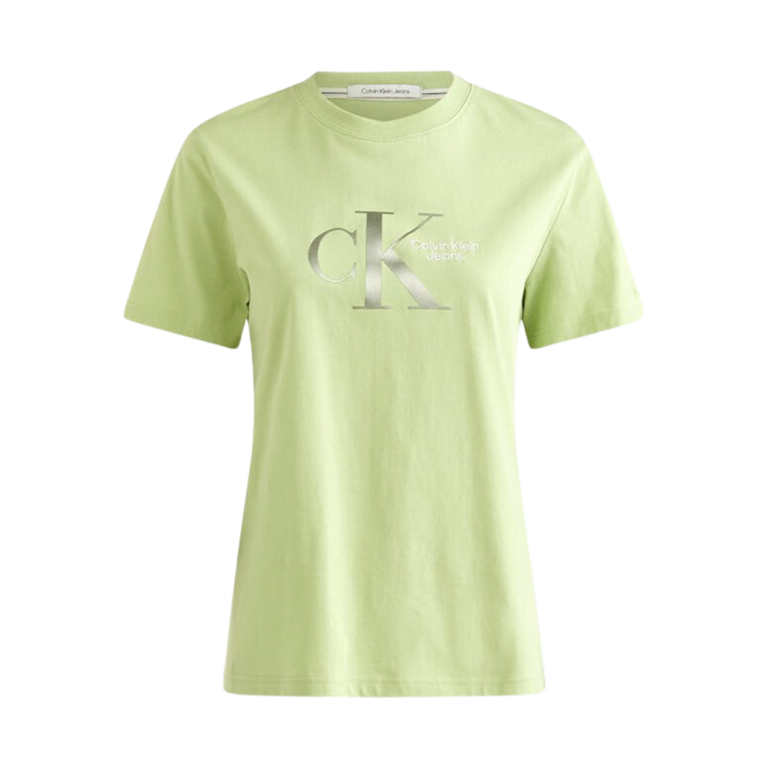 (W) 캘빈 클라인 오가닉 코튼 모노그램 티셔츠 제이디드 그린((W) Calvin Klein Organic Cotton Monogram T-Shirt Jaded Green)