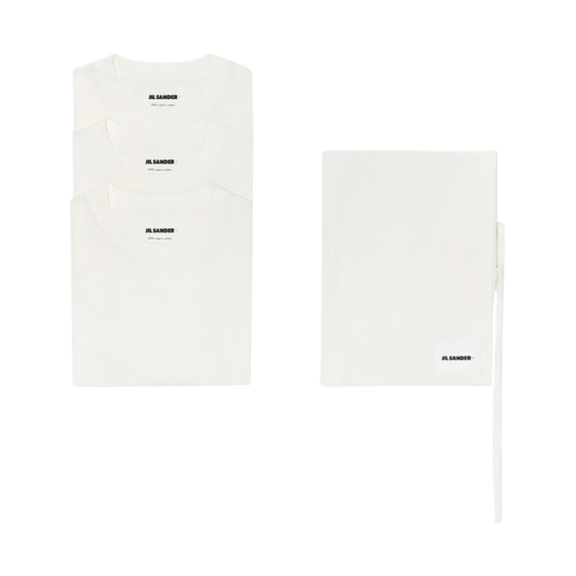 질 샌더 오가닉 코튼 티셔츠 세트 옵틱 화이트 (3개입)(Jil Sander Organic Cotton T-Shirt Set Optic White (3 Pack)) - 1
