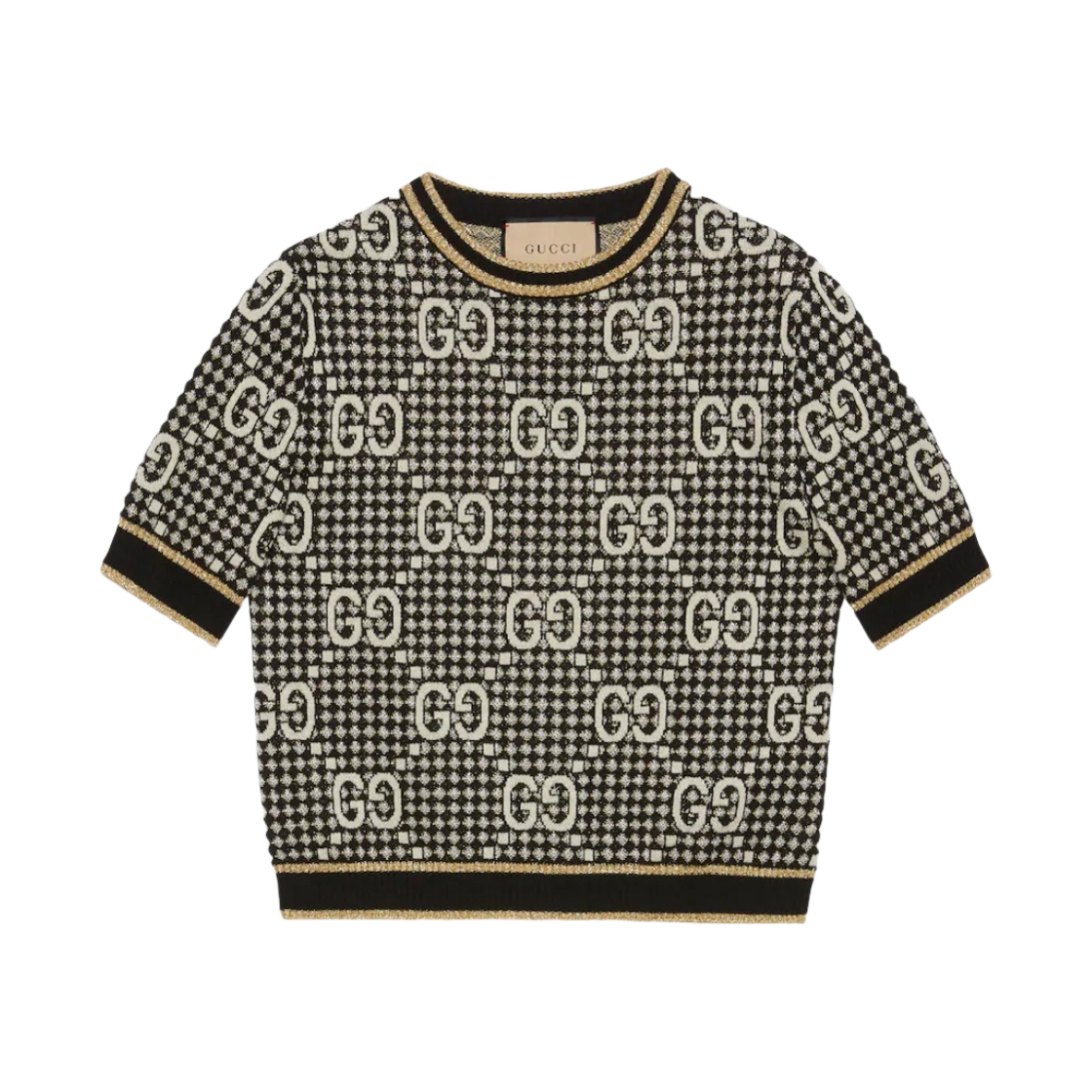 (W) 구찌 GG 울 블렌드 자카드 탑 그레이((W) Gucci GG Wool Blend Jacquard Top Grey) - 1