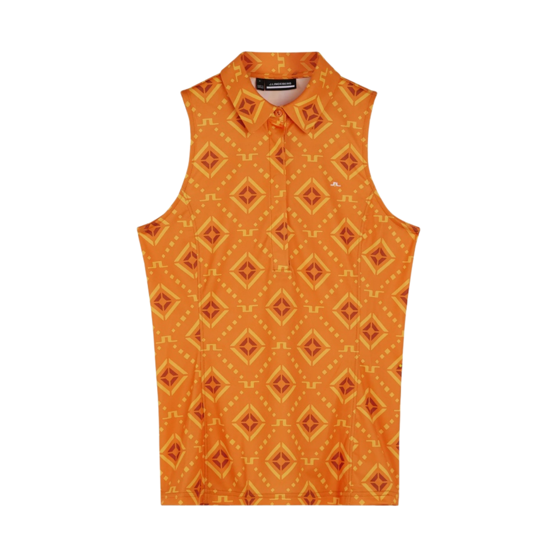 (W) 제이린드버그 데나 프린트 슬리브리스 탑 오렌지 다이아몬드 로고((W) J.Lindeberg Dena Print Sleeveless Top Orange Dimond Logo) - 1