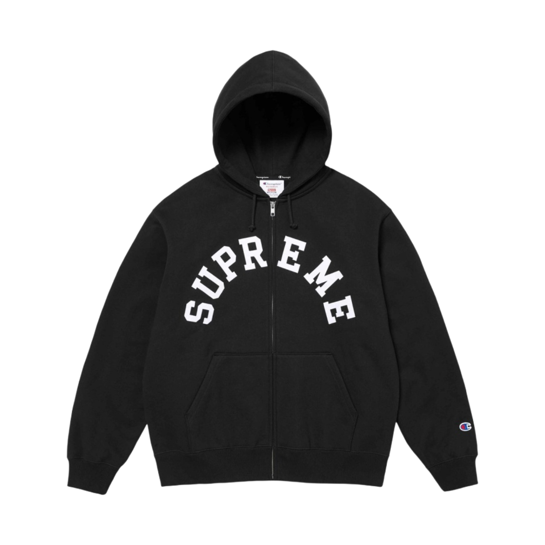 슈프림 x 챔피온 집업 후드 스웨트셔츠 블랙 - 24SS(Supreme x Champion Zip Up Hooded Sweatshirt Black - 24SS)