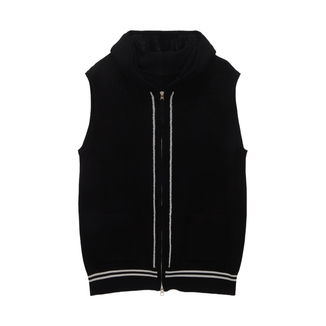 마뗑킴 후드 포인트 로고 니트 베스트 블랙(Matin Kim Hoody Point Logo Knit Vest Black) - 2