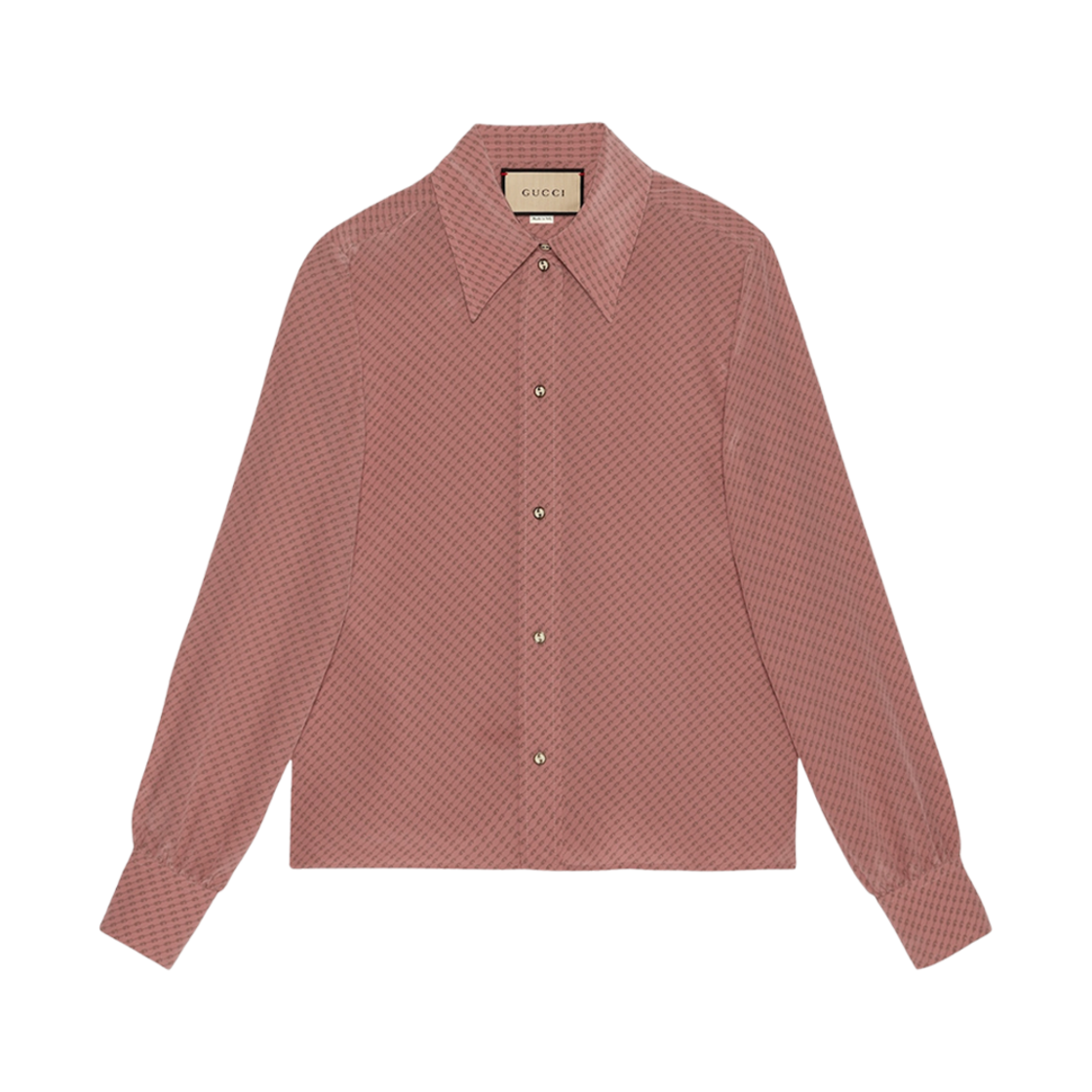 (W) 구찌 마이크로 G 프린트 실크 셔츠 핑크((W) Gucci Micro G Print Silk Shirt Pink) - 1