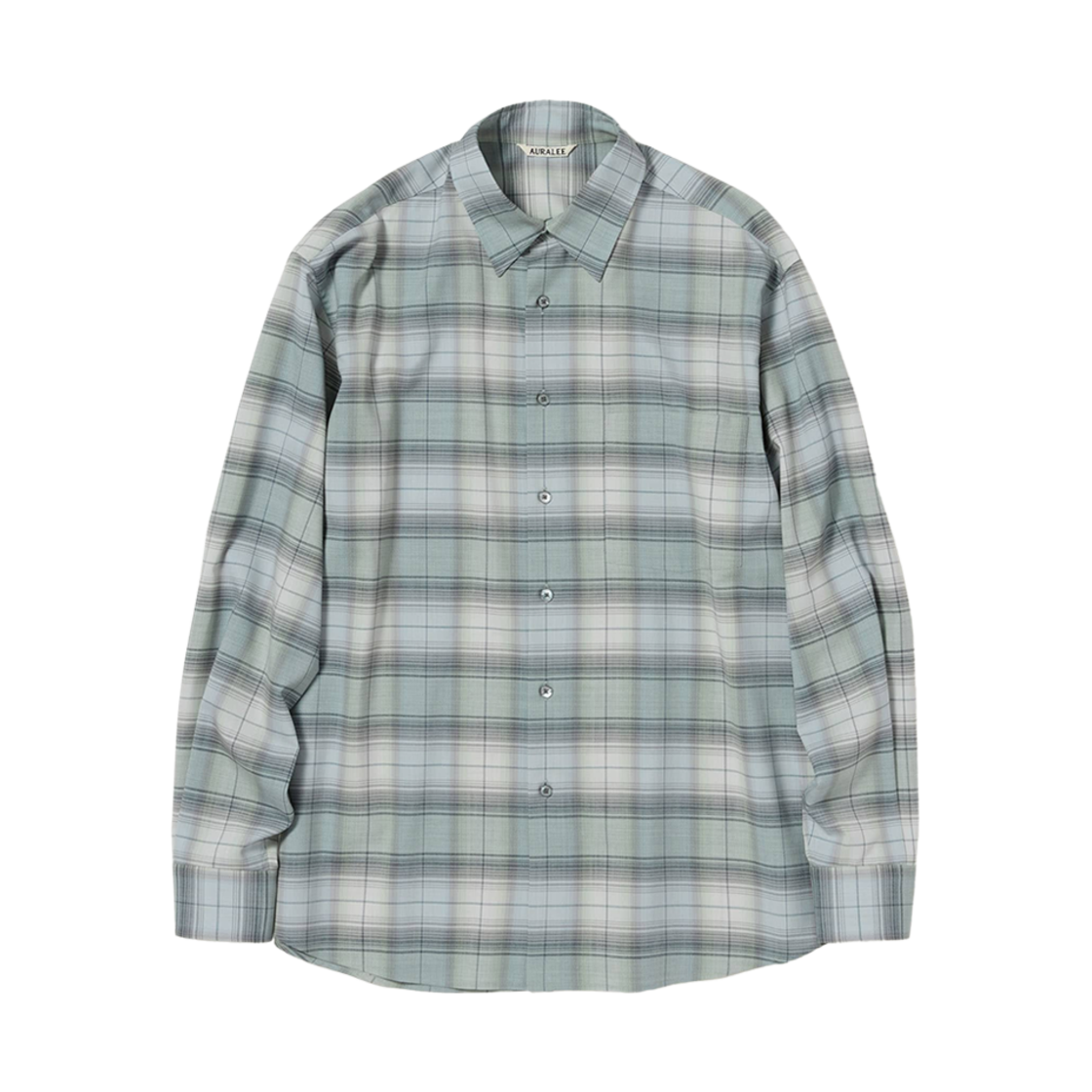 오라리 슈퍼 라이트 울 체크 셔츠 블루 그린(Auralee Super Light Wool Check Shirt Blue Green)