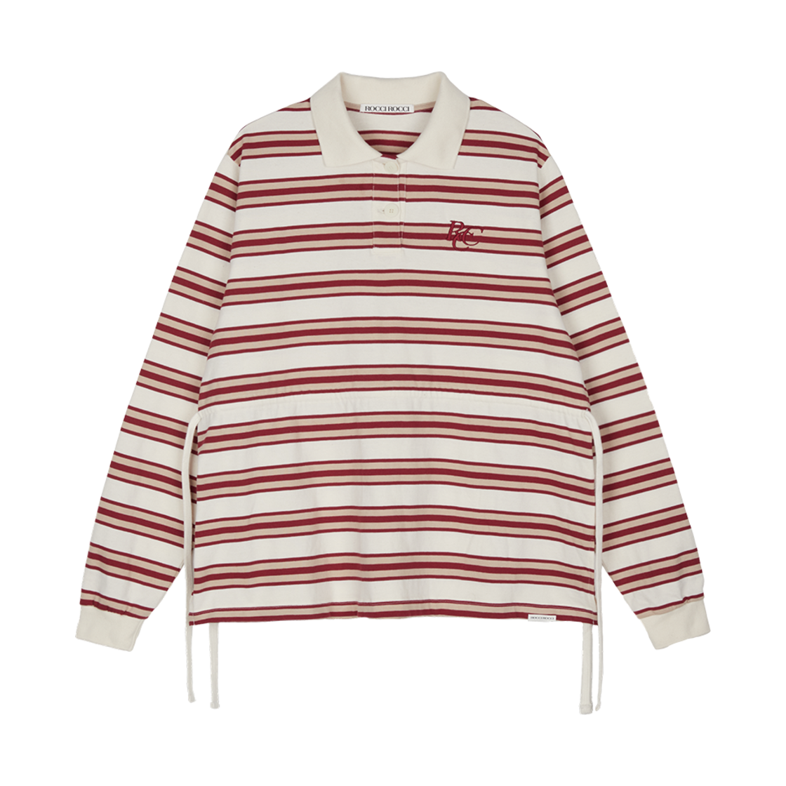 R4AL011CROS ROCCI ROCCI RCC Stripe Button Collar Long Sleeve T-shirt Cream