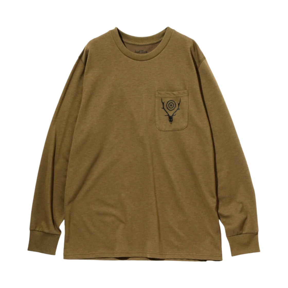 사우스2 웨스트8 서클 혼 롱슬리브 라운드 포켓 티셔츠 올리브(South2 West8 Circle Horn LS Round Pocket T-Shirt Olive) - 1