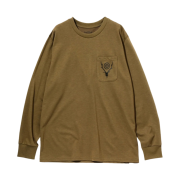 South2 West8 Circle Horn LS Round Pocket T-Shirt Olive